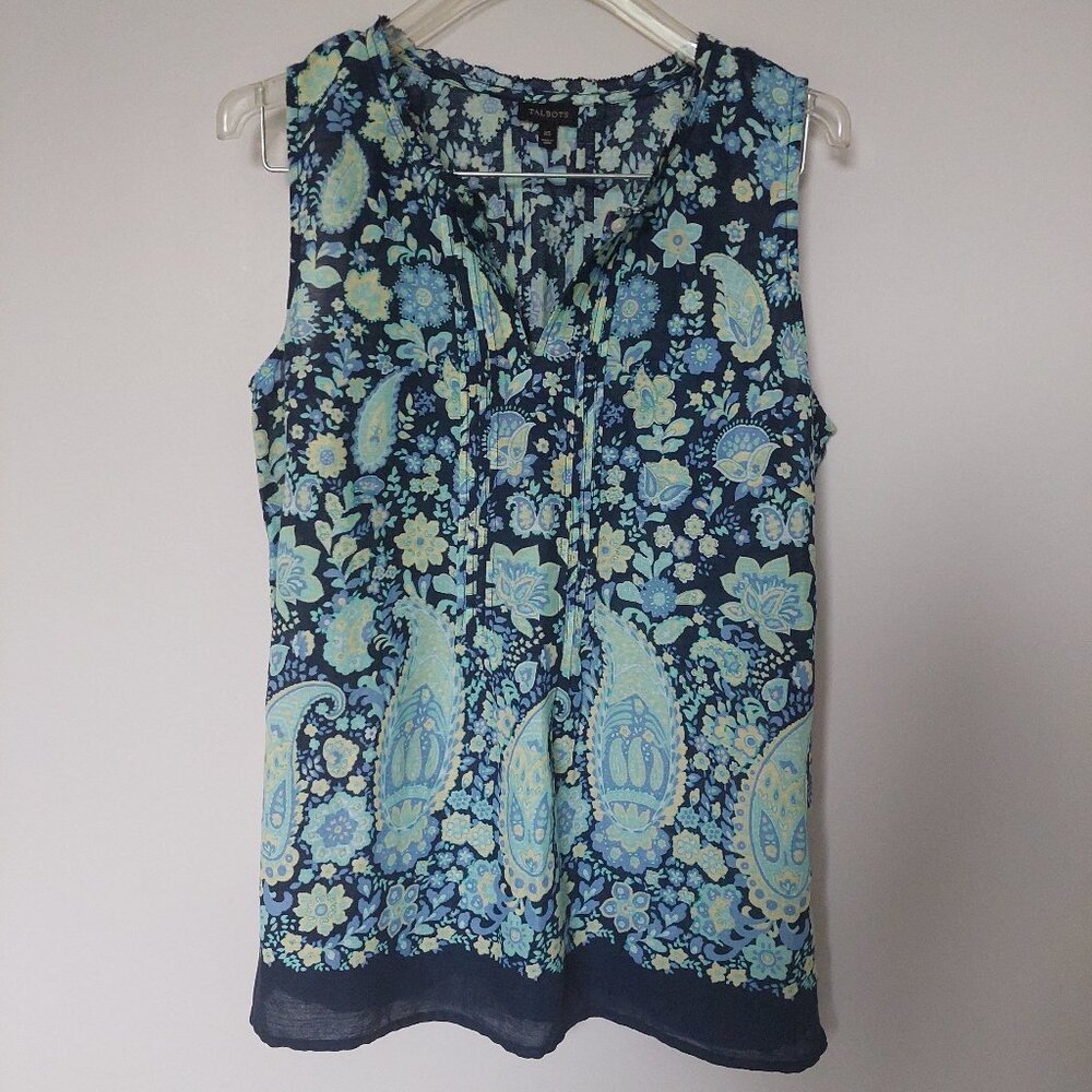 Talbots Women’s Size XS Paisley Sleeveless Shirt Top Blouse Floral Cotton